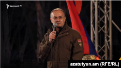 Armenia - Former Defense Minister Seyran Ohanian addresses an opposition rally in Yerevan, March 1, 2021.