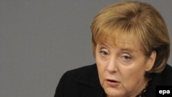 Канцлер Німеччини Ангела Меркель під час виступу у Бундестазі, Берлін, 10 листопада 2009 р.