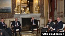 France - Foreign Ministers Edward Nalbandian of Armenia and Elmar Mammadyarov of Azerbaijan, meet in Paris, 27Oct2012.