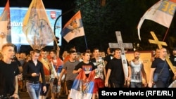 Фотографија од протестите на поддржувачи на Српската православна црква во Црна Гора - Подгорица, 23 август 2020 година.
