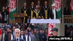 د افغان ولسمشر محمد اشرف غني او عبدالله عبدالله چې ځانیې ولسمشر اعلان کړی د لوړې مراسم