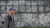 Romania, view of Sibiu, EU summit, Noua Dreaptă inscriptions on a wall 9 May 2019