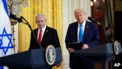 Президент США Дональд Трамп і прем’єр-міністр Ізраїлю Беньямін Нетаньягу на пресконференції 4 лютого