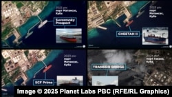 Imagini satelitare de la Planet Labs arată tancuri petroliere rusești acostând în porturile cubaneze în 2022, 2023 și 2024.