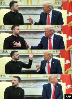 Combinație de poze, înfățișând tensiunile de la întrevederea din Biroul Oval, din 28 februarie 2025