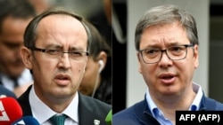 Прем'єр-міністр Косова Авдулла Хоті (л) та президент Сербії Александар Вучич, комбіноване фото