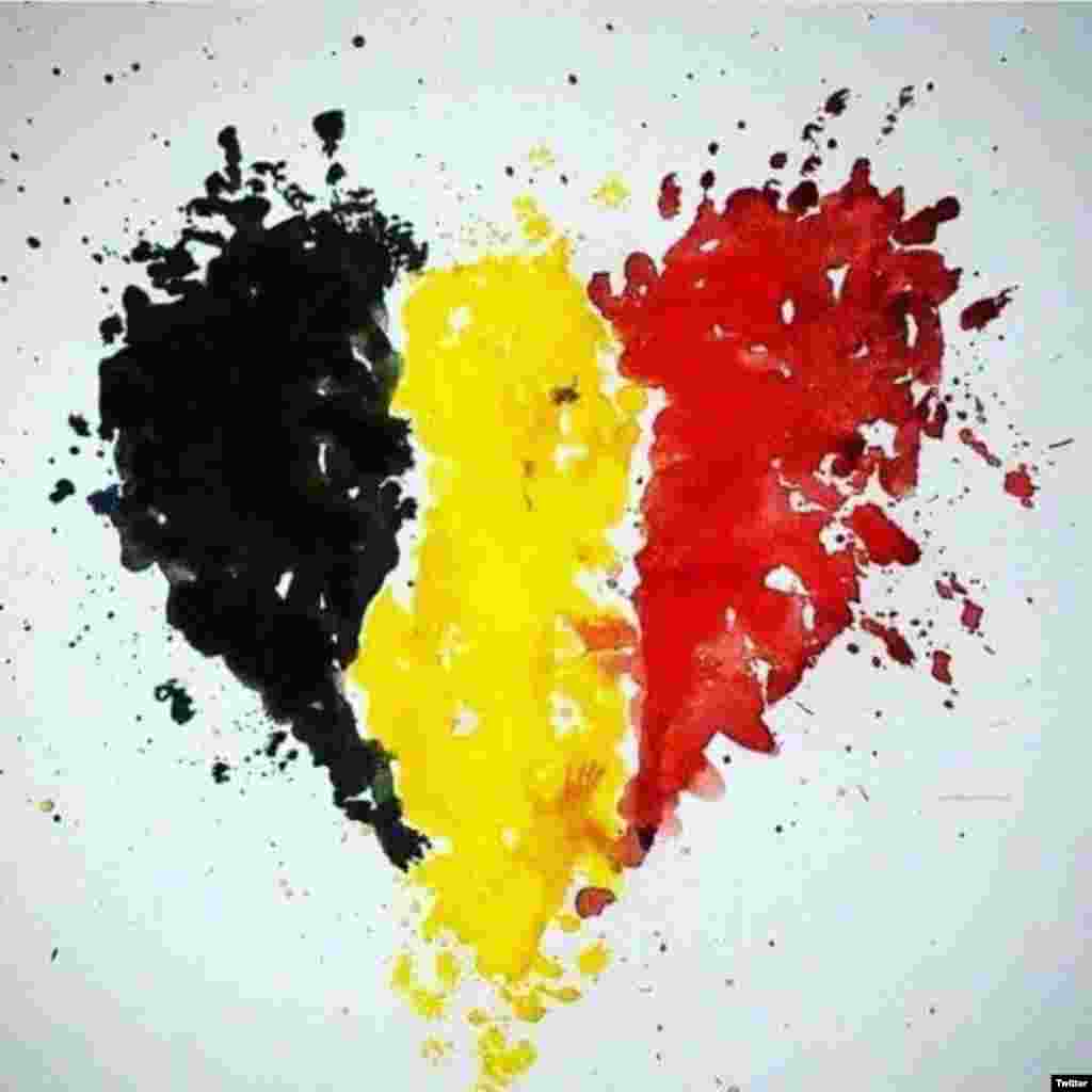Another meme that made use of Belgium's national colors (Social-media generated content, via the #JeSuisBruxelles hashtag on Twitter)