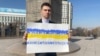 Тимофей Морозов на площади Республики в Алматы, 24 февраля 2025 г.