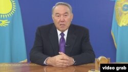 Президент Казахстана Нурсултан Назарбаев выступает с обращением к народу Казахстана. Астана, 25 января 2017 года.