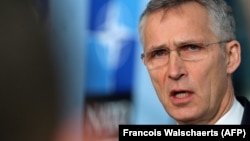 Jens Stoltenberg na tiskovnoj konferenciji u sjedištu NATO-a, Bruxelles