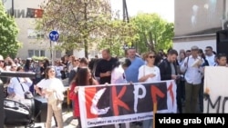 Protesti Sindikata kulturnih djelatnika u Skopju, 22. 4. 2025.
