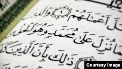 بخشی از آیه دوم سوره محمد که مؤمنان را باورمندان به «آنچه بر محمد نازل شده» توصیف می‌کند