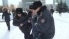 Kazakh police detain protesters in Astana amid antigovernment rallies across the country last month.