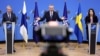 Rusia amenință Finlanda și Suedia să nu adere la NATO. Imagine cu secretarul general al NATO, Jens Stoltenberg și miniștrii de externe ai Finlandei și Suediei din 24 ianuarie 2022.