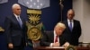 U.S. President Donald Trump signs an executive order for a U.S. travel ban at the Pentagon in Washington on January 27.