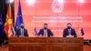 Премиерот Зоран Заев и министрите за надворешни работи и за европски прашања Бујар Османи и Никола Димитров. 