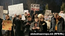 Сестрата на загинатата Фросина Кулакова, Росица на протестот „Правда за Фросина“, Скопје, 02.02.2025