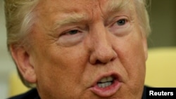 Президент США Дональд Трамп спілкується з журналістами після зустрічі з міністром закордонних справ Росії Сергієм Лавровим і перед зустріччю з його українським колегою Павлом Клімкіним, Вашингтон, 10 травня 2017 року